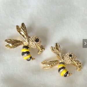 Set Of 2 Gold and Yellow Bee Brooches
